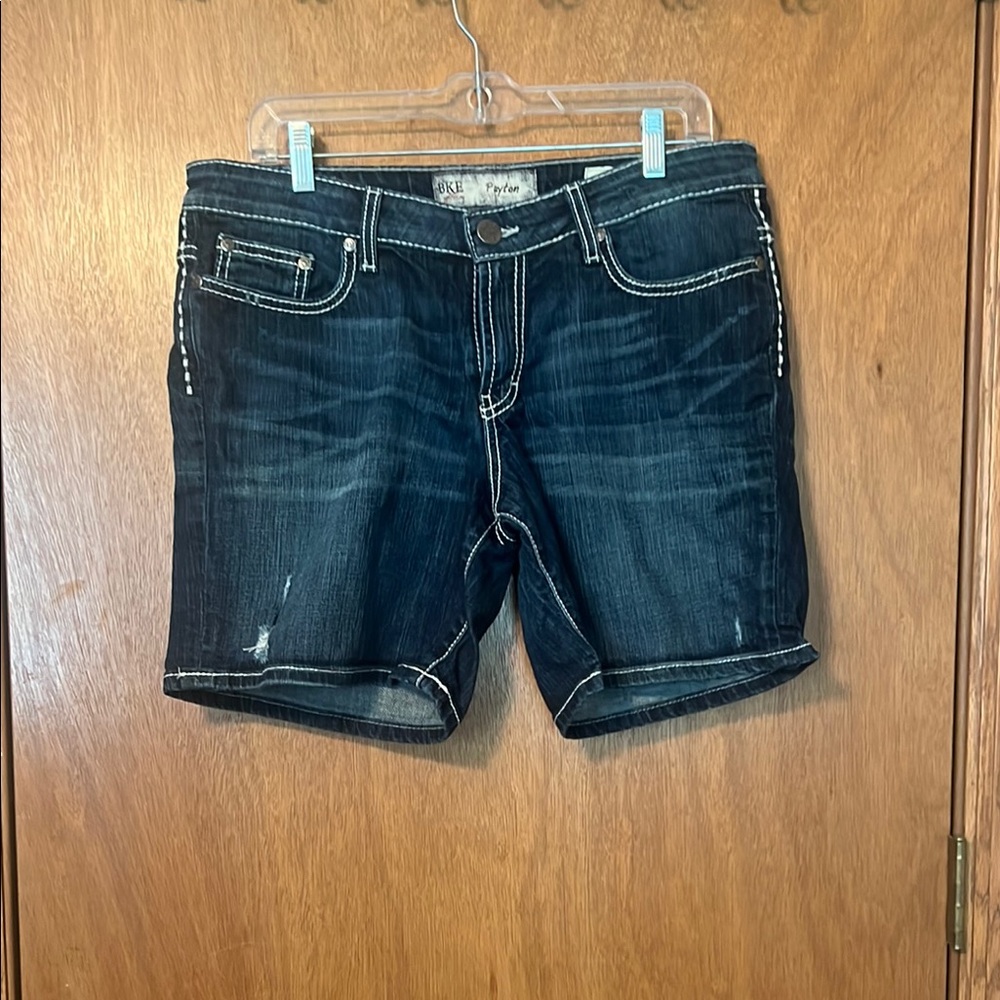 BKE Blue Jean Shorts with Distressed Details